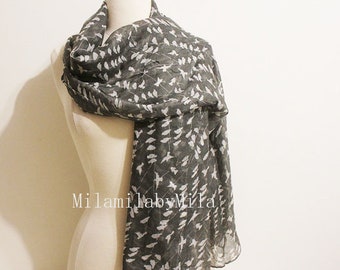 NEW FAT FACE PURPLE SWALLOW BIRD PRINT SCARF