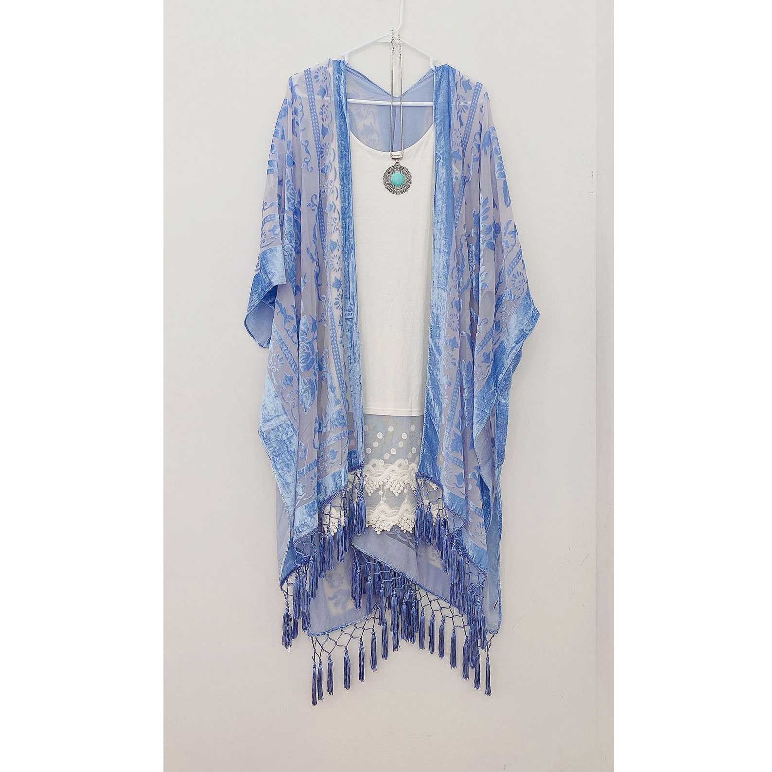 Kimono Velvet Burnout Bohemian Kimono Cardigan Summer Fall Elegant ...
