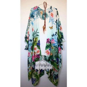 Lightweight Floral Green Kimono