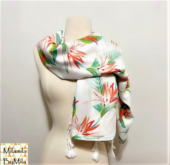 Bird of Paradise Flower Scarf Tropical Flower Scarf - Etsy