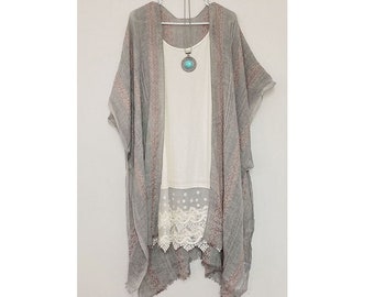 Sage Long Kimono For Summer Beach Cover Up