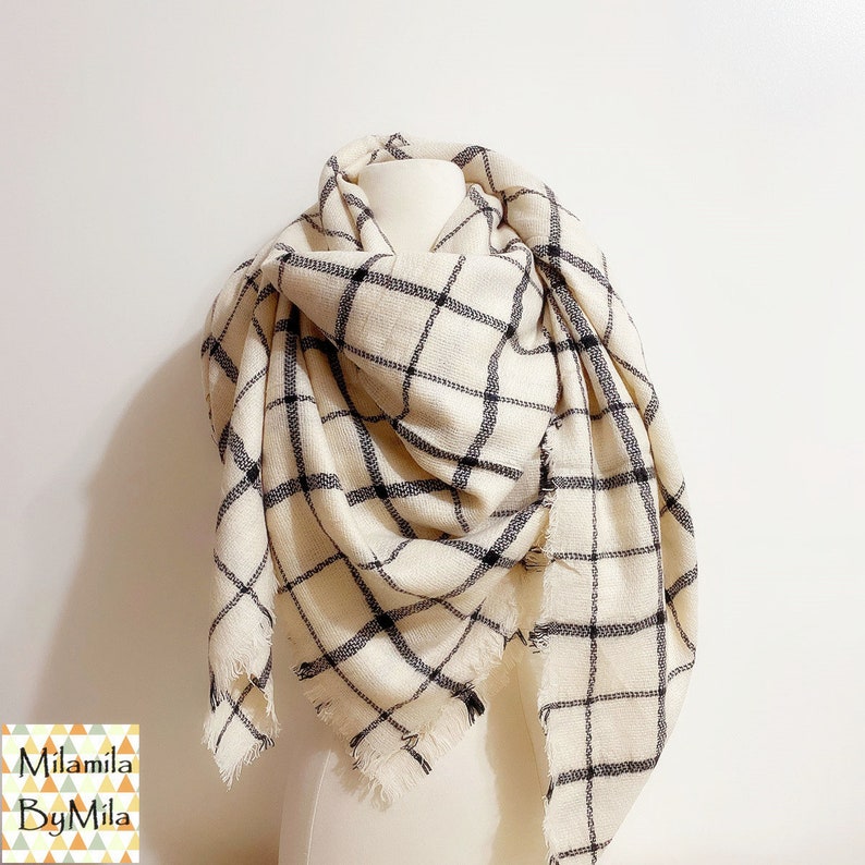 Baby Blue Black Blanket Scarf Unique Gifts Plaid Blanket Etsy