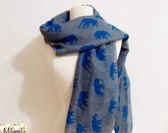 Gray Elephant Scarf, Red Elephant Scarf, animal scarf, Elephant Lover Gift, Elephant Baby Shower,Safari Scarf,