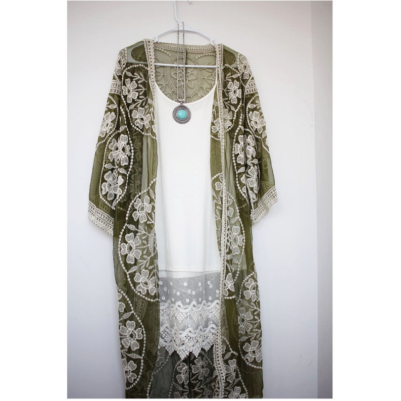 Navy Blue Lace Kimono Etsy