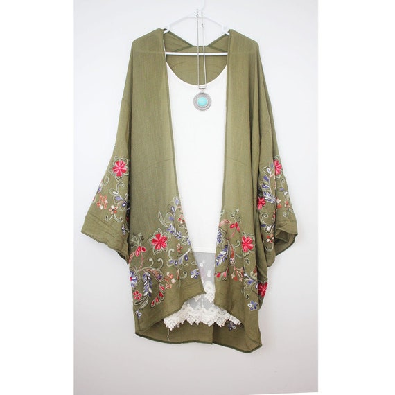 Olive green kimono cardigan best sale