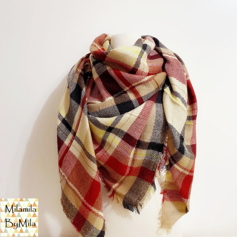 Baby Blue Black Blanket Scarf Unique Gifts Plaid Blanket Etsy