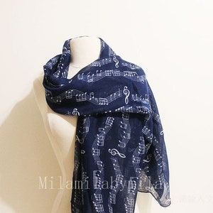 Music Infinity Scarf, Piano Infinity Scarf, Music Sheet Scarf, Music Note Scarf, Music Teacher Gift, Music Gift, Music Decor, Piano Shawl Blue