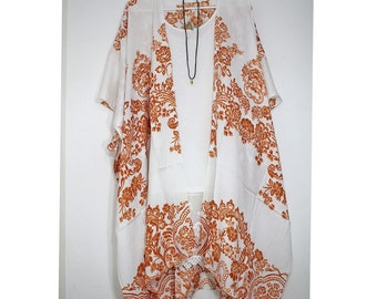 Orange Paisley Kimono Lightweight