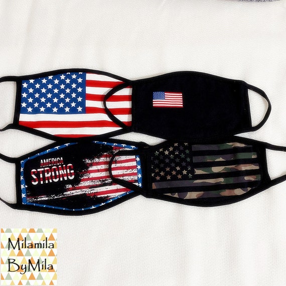 American Flag Black Face Mask Etsy