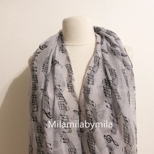 Music Infinity Scarf, Piano Infinity Scarf, Music Sheet Scarf, Music Note Scarf, Music Teacher Gift, Music Gift, Music Decor, Piano Shawl image 2