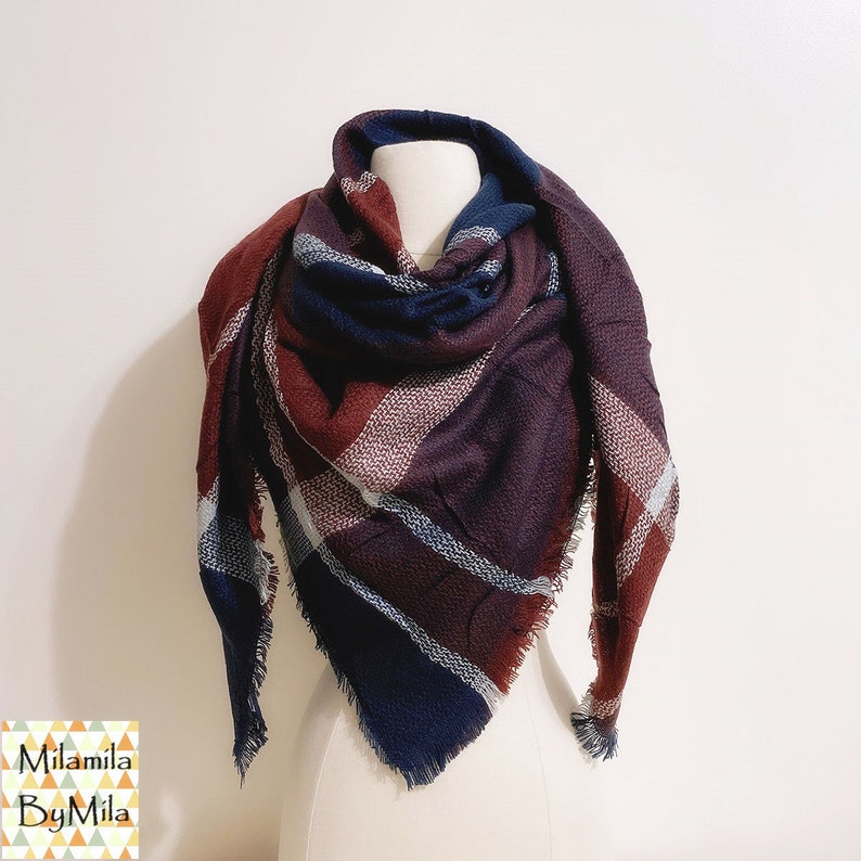 Baby Blue Black Blanket Scarf Unique Gifts Plaid Blanket Etsy