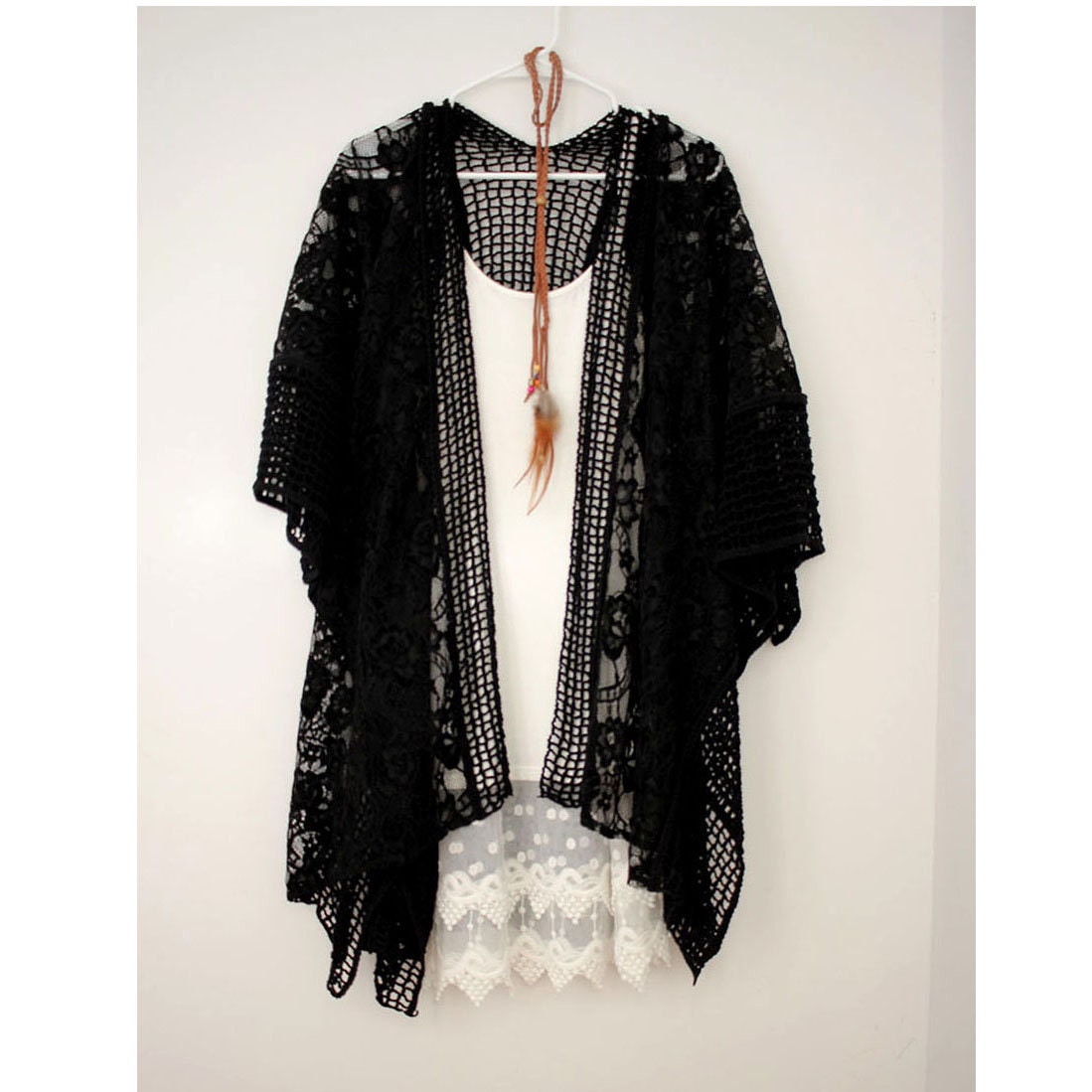 Black Lace Kimono - Etsy