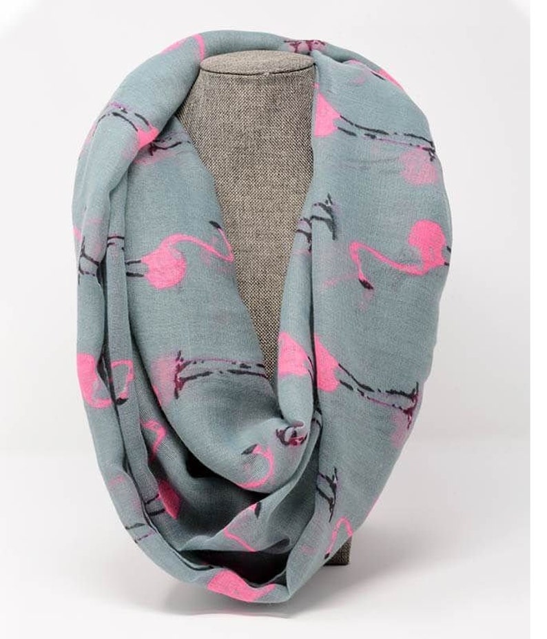 Pink Flamingo scarf, Fashion Scarf, Christmas Gift, women Fashion Accessory, animal scarves, flamingo lover, Gift scarf image 2