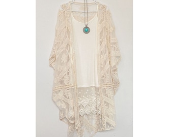 white lace kimono cardigan