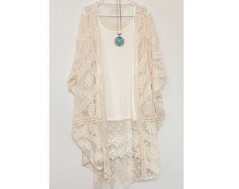 White Leaf Lace Kimono for Bridal Shower Bridesmaid Gifts