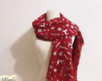 festive scarf, christmas scarf, Christmas gift, Stocking filler, Secret santa gift,christmas present