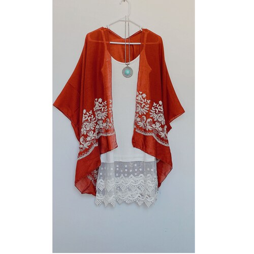 Floral Embroidery Kimono Etsy