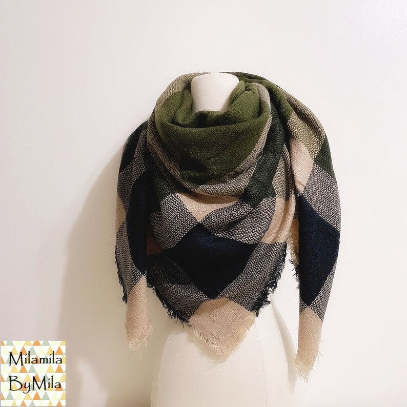 Baby Blue Black Blanket Scarf Unique Gifts Plaid Blanket Etsy