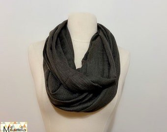 Charcoal Gray Pashmina Shawl Infinity Scarf, Infinity Scarf, Solid Color, Scarf, Women Scarves, Wrap Cover Up, Gifts For Her,Christmas Gifts