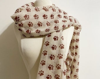 LORVIES Colourful Dog Paw Prints Silk Scarf Lightweight Long Scarf Shawl Wrap for Women LORVIES Colourful Dog Paw Prints Silk Scarf Lightweight Long Scarf Shawl Wrap for Women