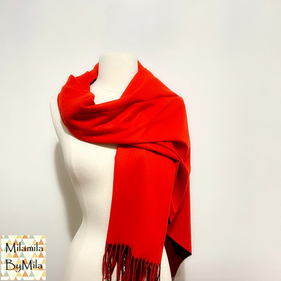 Cashmere Red Reversible Winter Shawl 