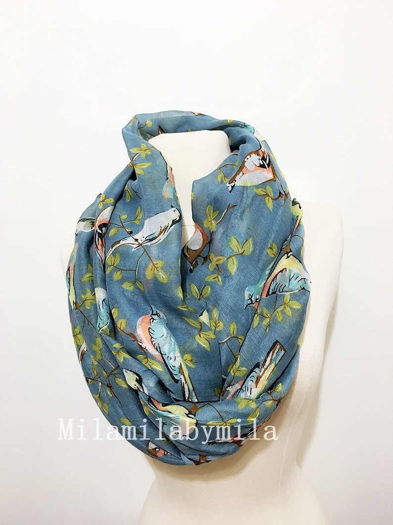 Bird Scarf Bird Print Scarf Tree Bird ScarfSpring Summer Etsy
