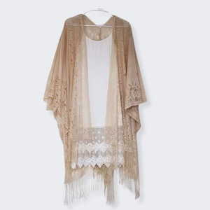 Champagne Beige Lace Kimono