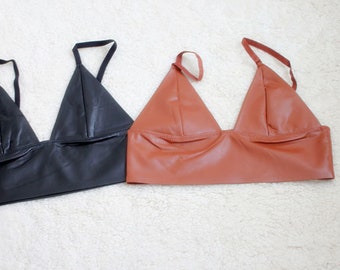 Buy 2 get 1 free item, faux leather bralette bra for women plus size XL XXL available