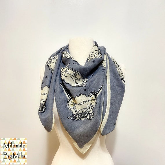 Bufanda de mapa de New Yorker bufanda cuadrada Etsy