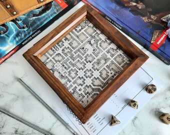Dungeon Map Dice Tray, Personalised Dnd Dice Tray, Gaming Dice Tray, TTRPG Dice Tray,  in Sepia