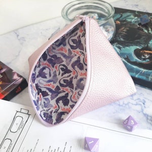 Handmade Purple Dragons Dice Bag for Dungeons and Dragons Dice Sets, Tokens, RPG, TTRPG, DND, Bag of Holding