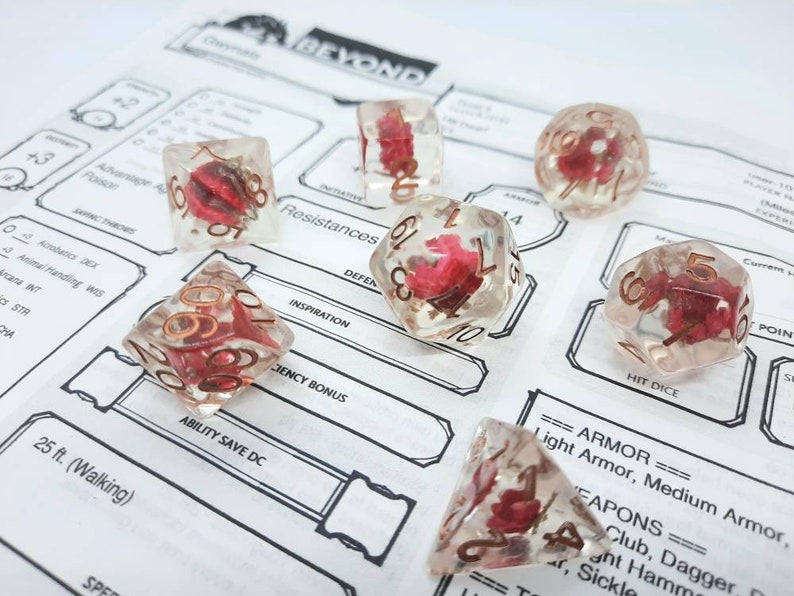 Red Rose Dice Set