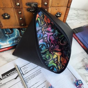 Handmade Rainbow Dragons Dice Bag for Dungeons and Dragons Dice Sets, Tokens, RPG, TTRPG, DND, Bag of Holding