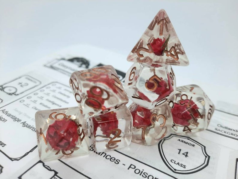 Red Rose Dice Set