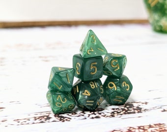 Dark Green Mini Pearl Dice Set