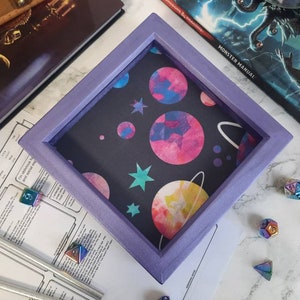 Funky Galaxy Dice Tray, Rolling Tray, Personalised Tray, Tabletop Gamer, Roll Play Games, Dungeons and Dragons, DND, Dice Tray Gift image 1