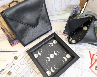 Crescent Moon Dice Tray Bundle, Rolling Tray, Personalised Tray, Roll Play Games, Dungeons and Dragons, DND gift, TTRPG