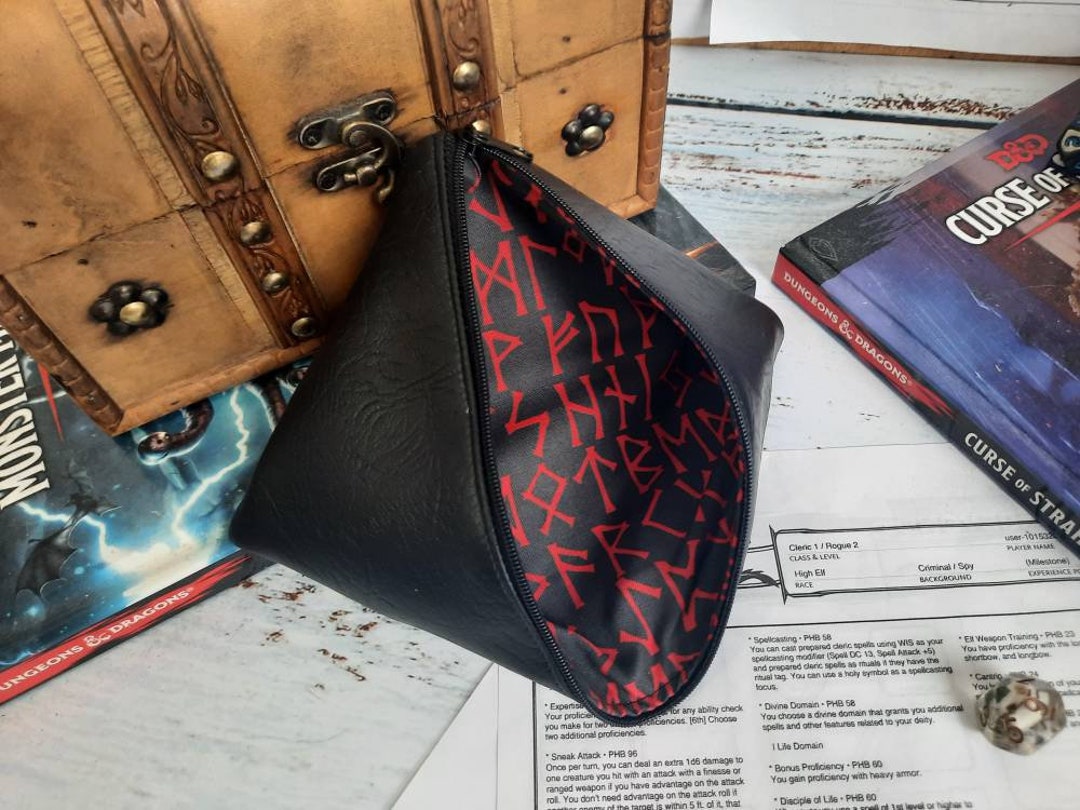 Readyto Ship - Handmade Viking Runes in Black and Red Dice Bag for ...