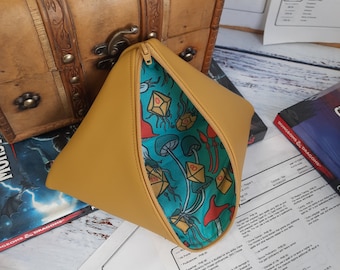 Ready To Ship - Handmade Mushroom and Dice Dice Bag for Dungeons and Dragons Dice Sets, Tokens, RPG, TTRPG, DND, Bag of Holding