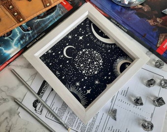 Glow in the Dark Black and White Moon and Stars Dice Tray