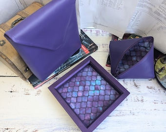 READY TO SHIP - Purple and Blue Dragon Scale Dice Tray Bundle