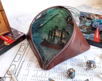Ready To Ship Handmade Pirate Voyage Dice Bag for Dungeons and Dragons Dice Sets, Tokens, RPG, TTRPG, DND, Bag of Holding