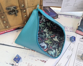 Teal Dragon Dice Bag for Dungeons and Dragons Dice Sets, Tokens, RPG, TTRPG, DND, Bag of Holding