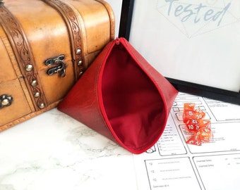 Ready To Ship - Handmade Textured Red Faux Leather Dice Bag for Dungeons and Dragons Dice Sets, Tokens, RPG, TTRPG, DND, Bag of Holding