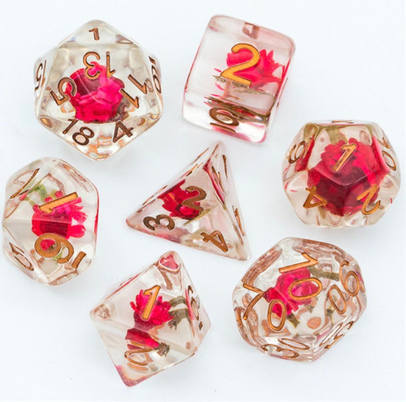 Red Rose Dice Set