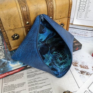 Handmade Blue Dragon Dice Bag for Dungeons and Dragons Dice Sets, Tokens, RPG, TTRPG, DND, Bag of Holding