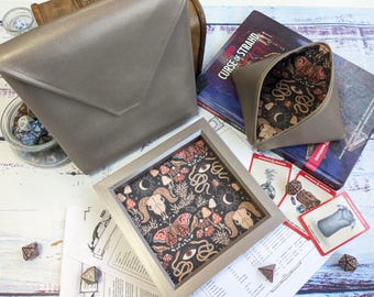 Ready to Ship - Wiccan Woodland  Dice Tray Bundle, Rolling Tray, Personalised Tray, Tabletop Gamer, RPG, Dungeons and Dragons