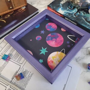 Funky Galaxy Dice Tray, Rolling Tray, Personalised Tray, Tabletop Gamer, Roll Play Games, Dungeons and Dragons, DND, Dice Tray Gift image 2