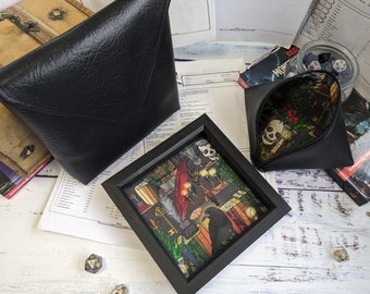 Ready to Ship - Necromancers Library Dice Tray Bundle, Rolling Tray, Personalised Tray, Tabletop Gamer