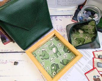 READY TO SHIP - Green Owlbear Dice Tray Bundle